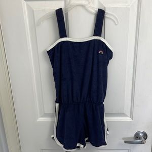 Navy blue and white terrycloth romper from the gap kids size 8